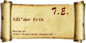 Tódor Erik névjegykártya